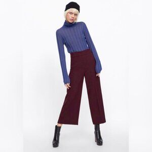 Zara Burgundy Cropped Trousers